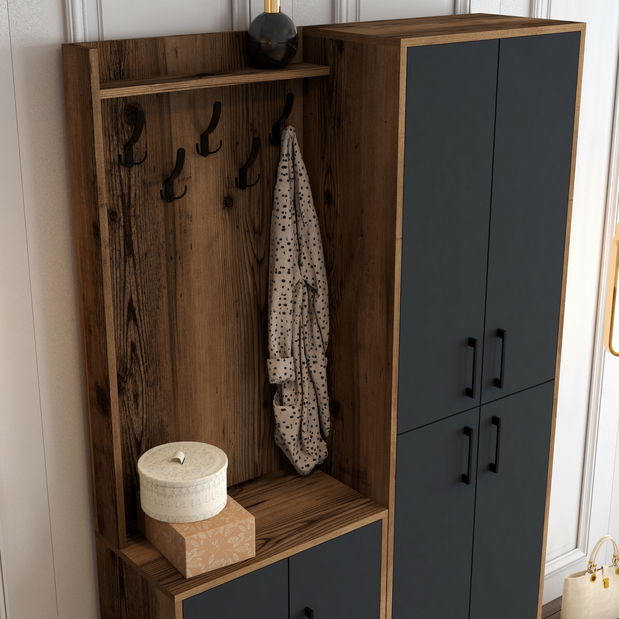 Předsíňová stěna Betina BA (Ořech + Antracit)