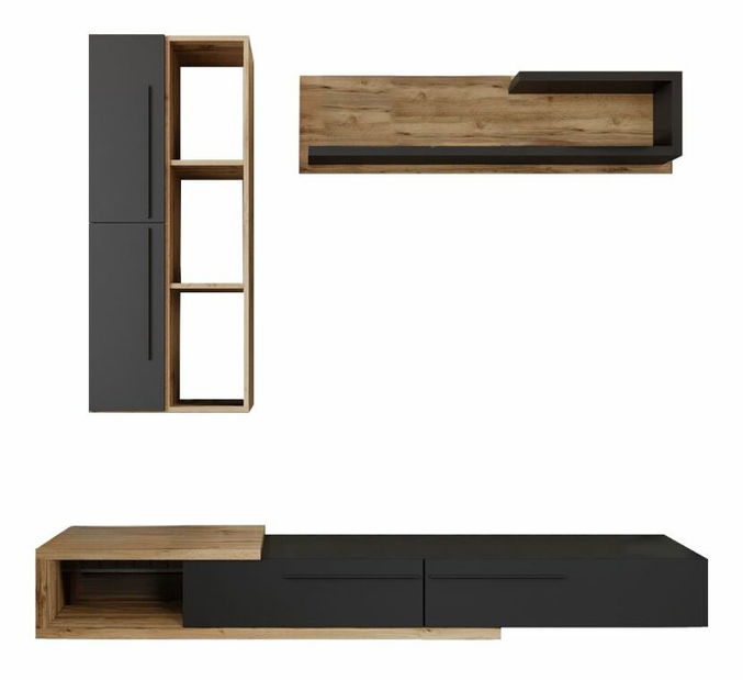 Obývací stěna MALVADOS (dub tacho + antracit)