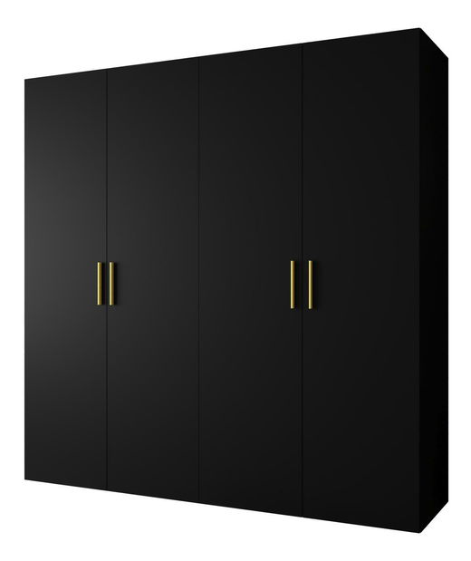 Šatní skříň 200 cm Borry 1 (černá + zlatá)