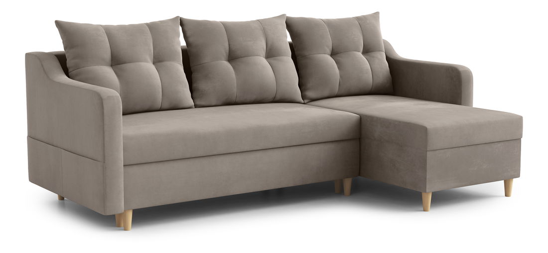Rohová sedací souprava Lou (P) (tmavobéžová)