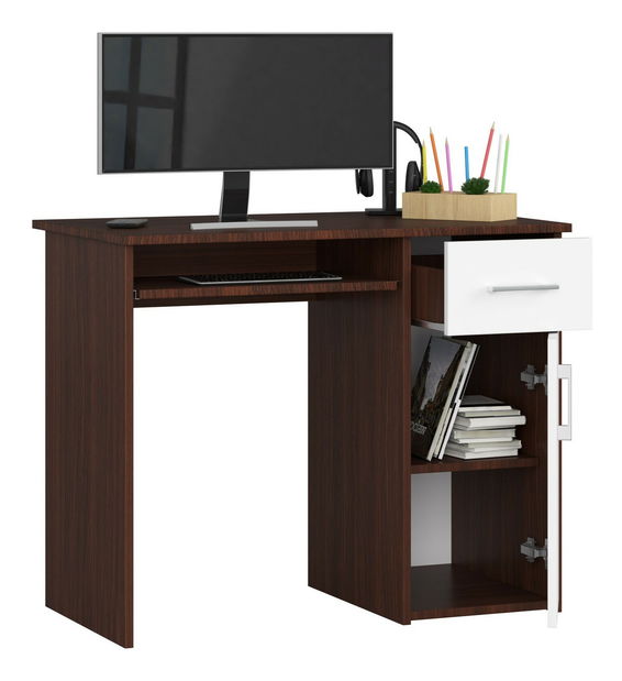 PC stolek Padma (wenge + bílá)