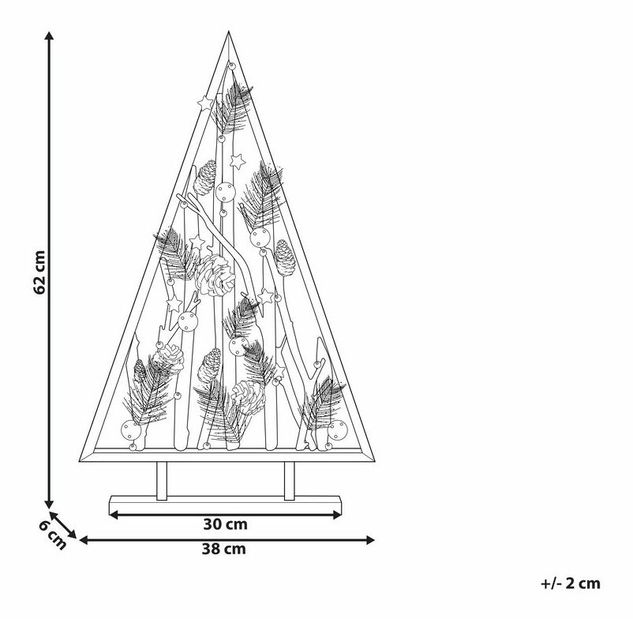 LED dekorace vánoční stromek Sioned (tmavé dřevo)