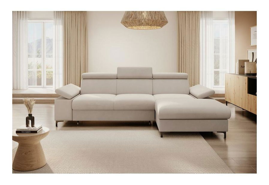 Rohová sedací souprava Miles (P) (světlobéžová + černá)