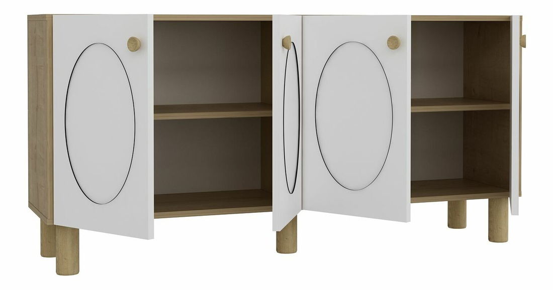 Komoda Elisondo (dub safírový + bílá)