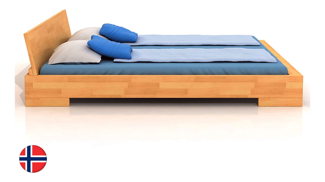 Manželská postel 160 cm Naturlig Lekanger (buk) (s roštem)