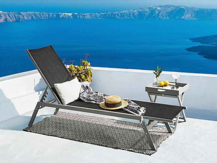 Zahradní lehátko NESS (textil) (černá)