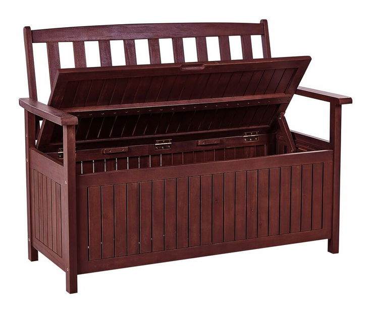 Zahradní lavička Sefu (mahagonové dřevo + bílá) (s úl. prostorem))