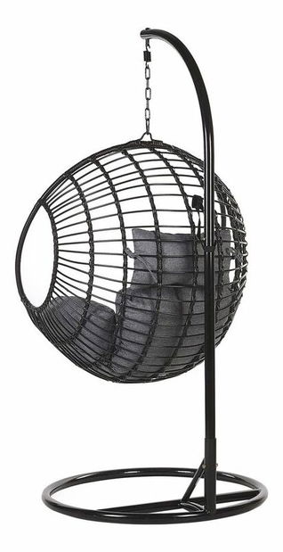 Závěsné křeslo se stojanem APIO (polyratan) (černá)