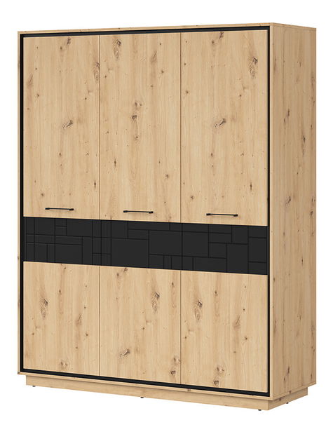 Šatní skříň BRW Pont SZF3D2E (dub artisan + černá matná)