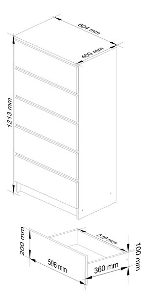 Komoda Kadir TYP3 (wenge + bílá)