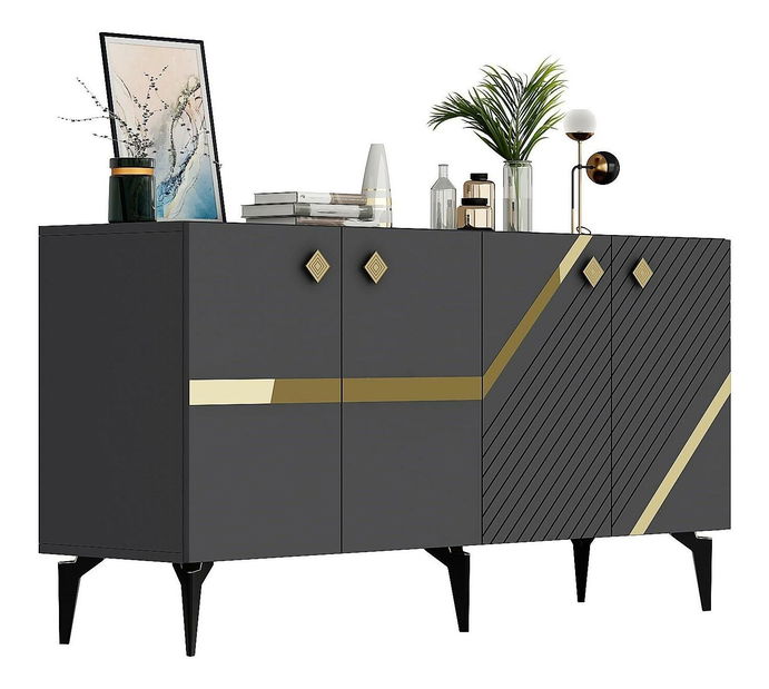 Skříňka Tabivo (antracit + zlatá)