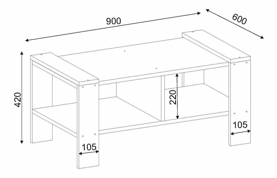 Konferenční stolek Eris (Bílá + Ořech)