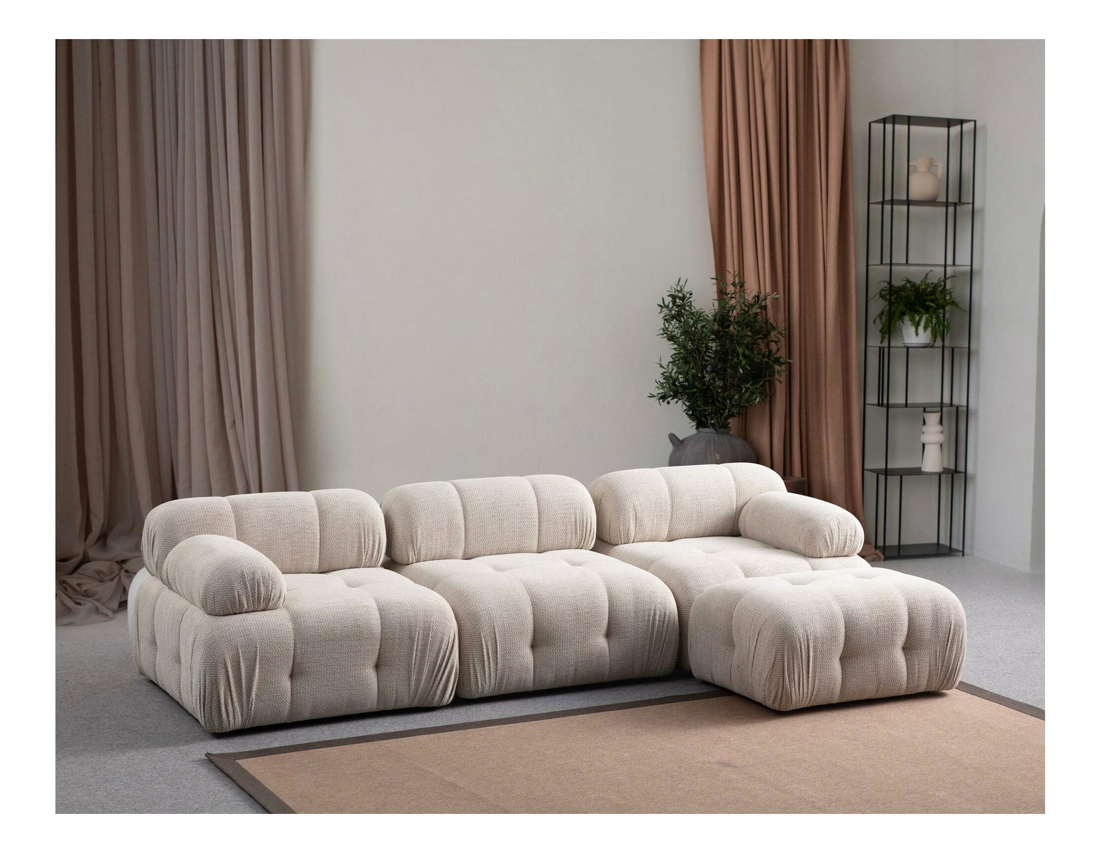 Rohová sedací souprava Pettit 3 (krémová)