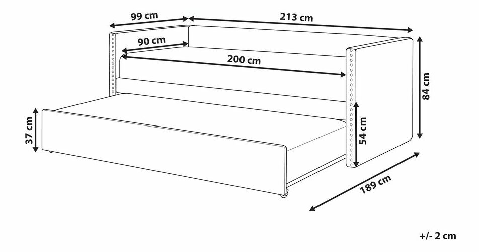 Jednolůžková postel 200 x 90 cm Tish (šedá) (s roštem)