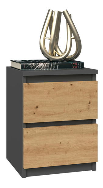 Noční stolek Musecalo 2 (antracit + dub artisan)