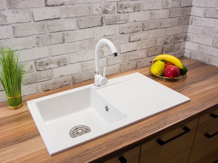 Kuchyňský dřez Lemmion (bílá) (bez otvoru pro baterii) (P)