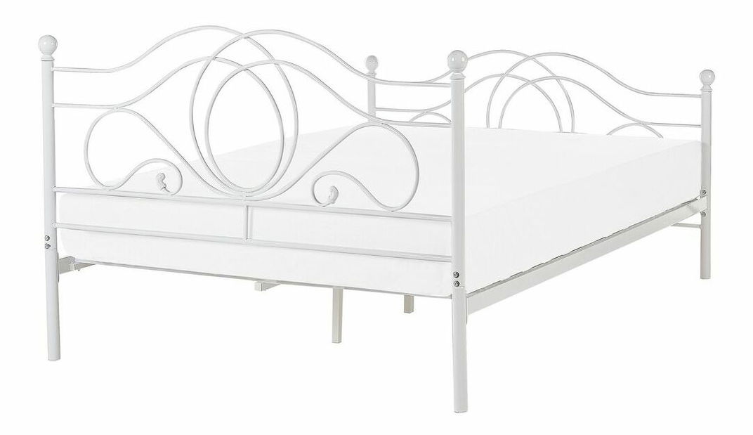 Manželská postel 160 cm LAURA (s roštem) (bílá)