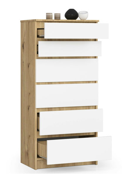 Komoda Kalista III (dub artisan + bílá) *výprodej