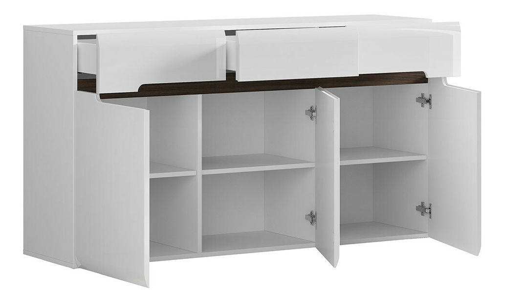 Komoda BRW Azteca Trio KOM3D3S/8/15 (bílá + lesk bílý)