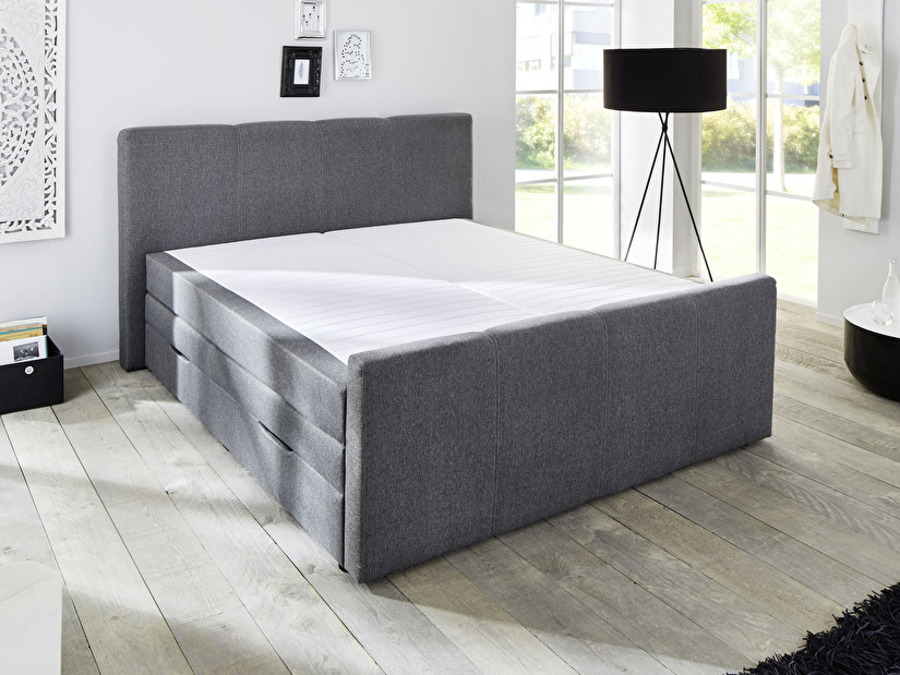 Manželská postel Boxspring 180 cm TBX 1110 (šedá) (s matracemi)