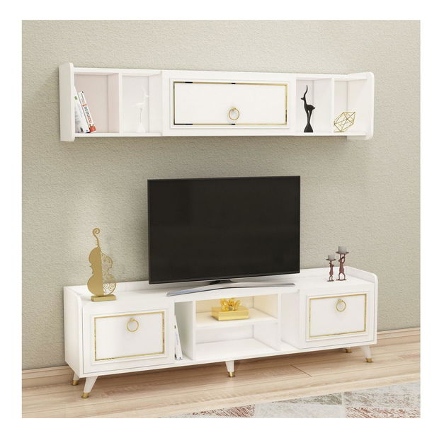 Obývací stěna Naleta 2 (bílá + zlatá)