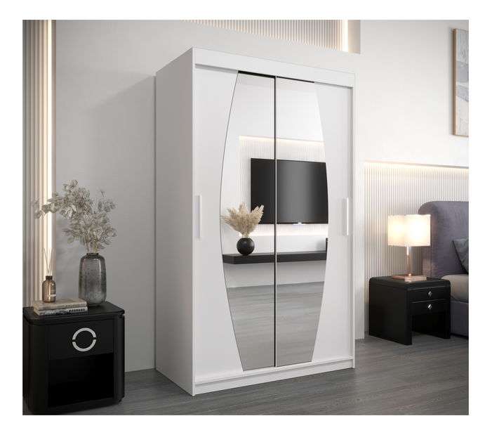 Šatní skříň 120 cm Eclipse (bílá matná + bílá matná)