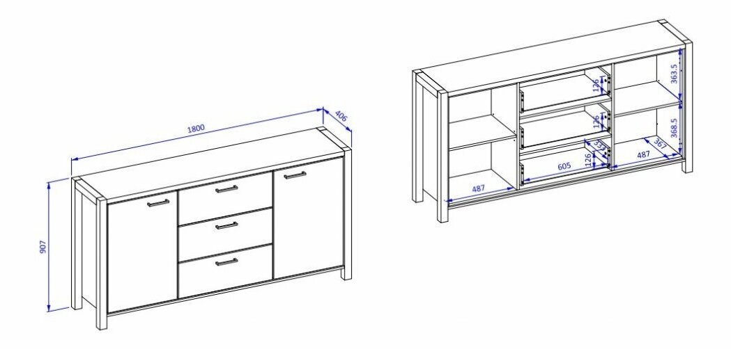 Vitrína Armin Typ 76 (dub taurus + matná černá)