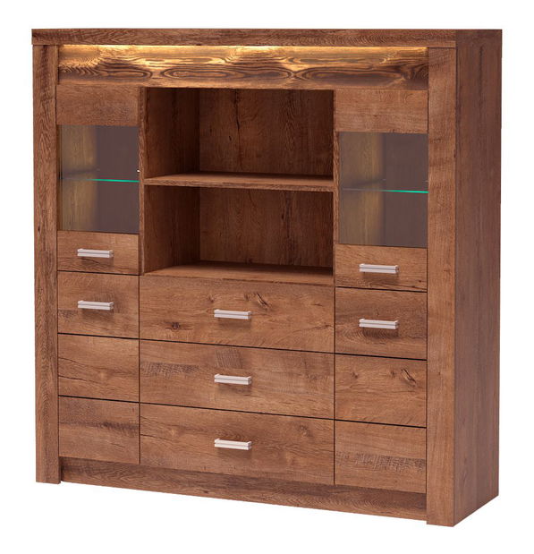 Vitrína Indie 22 (s LED osvětlením) (jasan světlý)