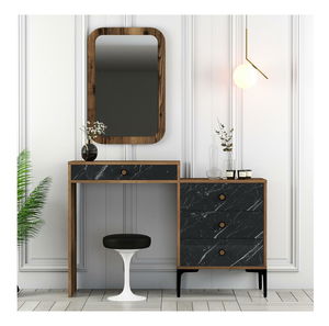 Toaletní stolek Logan 2 (ořechová + černá) (se zrcadlem)