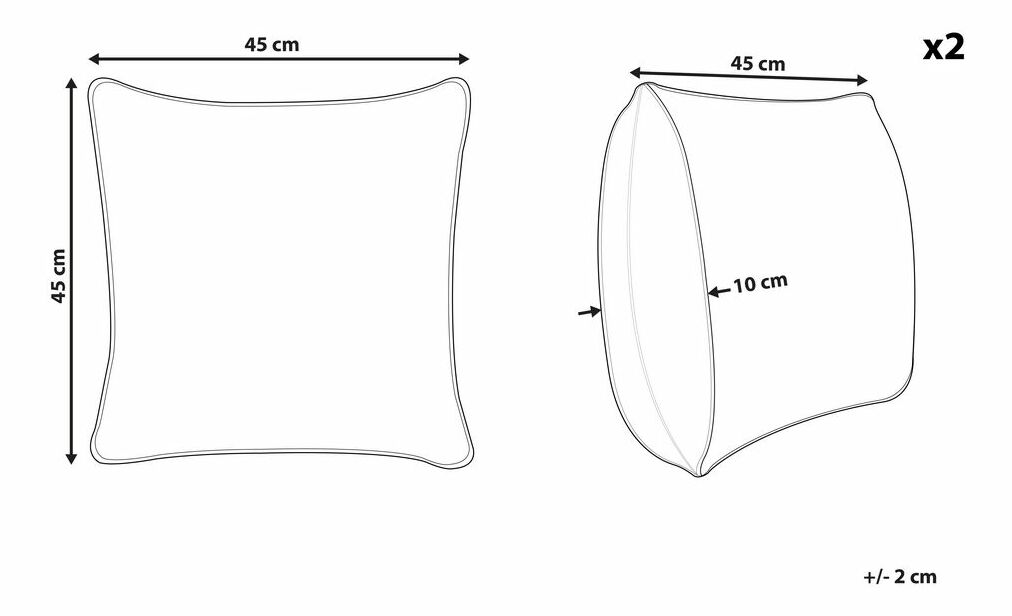 Sada 2 ozdobných polštářů 45 x 45 cm Rheumy (žlutá)