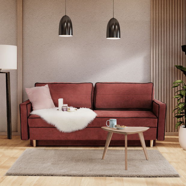 Pohovka trojsedačka Banuga (růžová + černá)