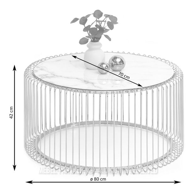 Konferenční stolek Niquel (mramor + bílá)