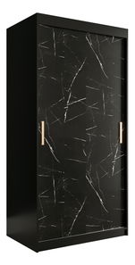 Šatní skříň 100 cm Marbelo T (matná černá + černý mramor)