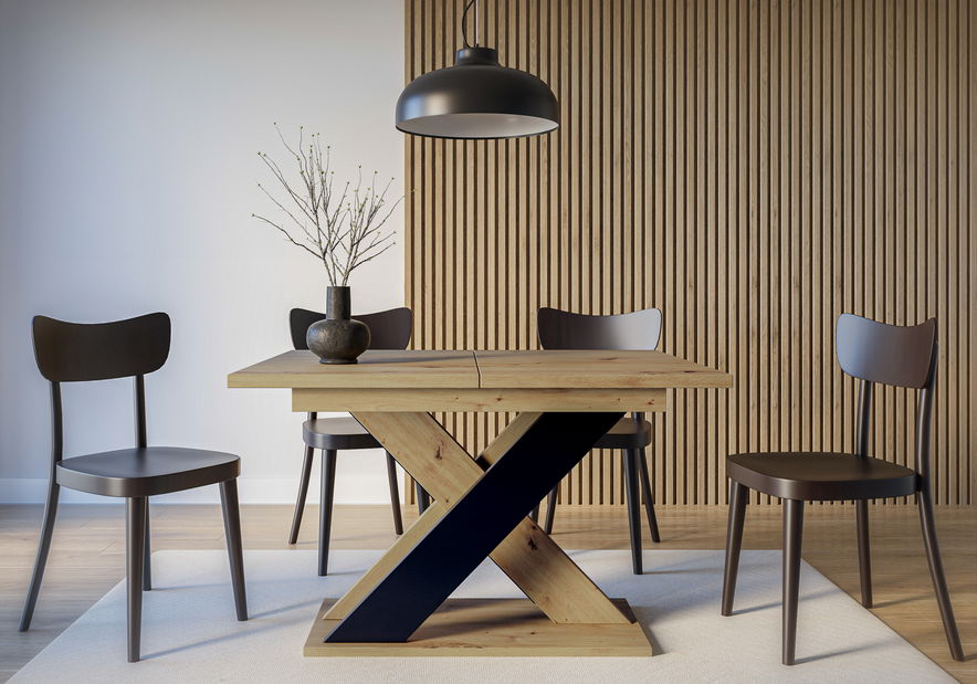 Jídelní stůl Xalin (artisan + černá) (pro 4 až 6 osob)