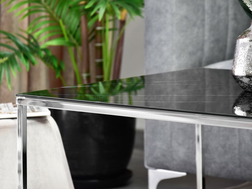 Konferenční stolek Bella Xl (černý mramor + chromová)