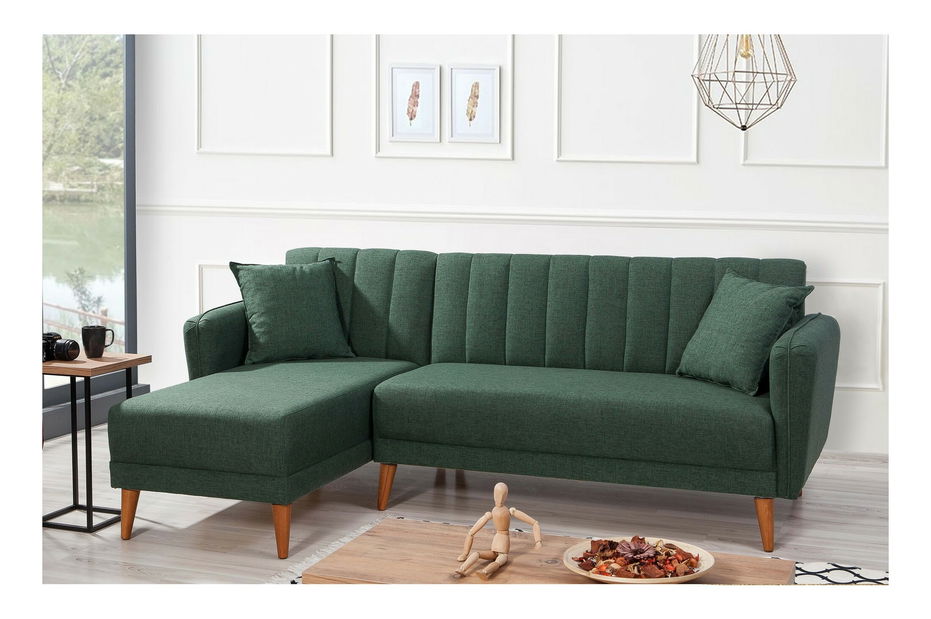 Rohová sedací souprava Adrie (L) (Tmavá zelená)