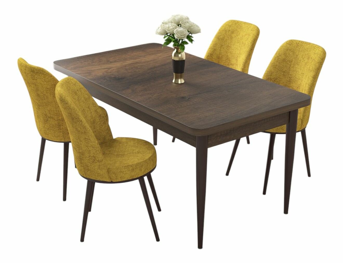 Jídelní set Nilla (ořech barokní + hořčicová) (pro 4 osoby)