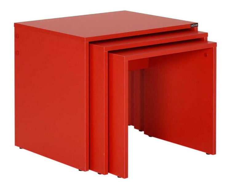 Set 3 konferenčních stolků Shotaretta (červená) *výprodej