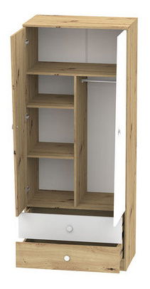 Šatní skříň Seraphina WK1 (dub artisan + bílá + šedá)