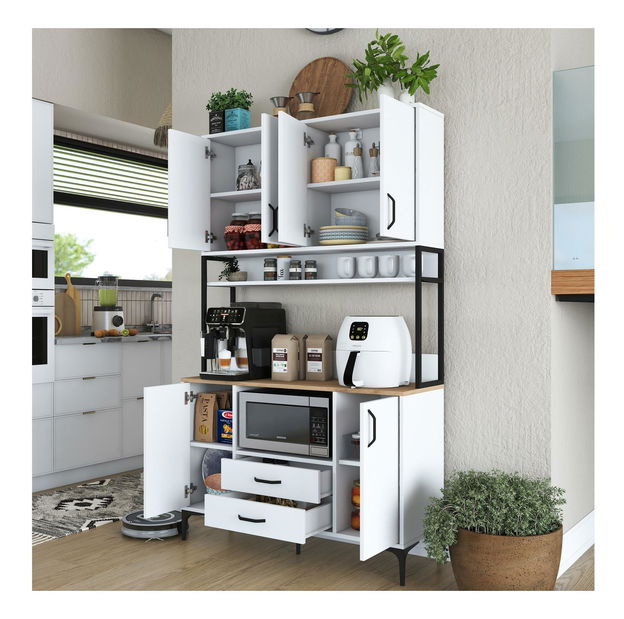 Policová skříň Jenaretta 169 (bílá + ořech)