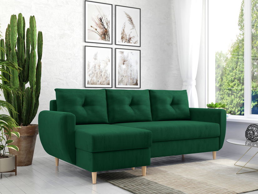  Rohová sedací souprava Eugenie (L) (tmavě zelená)