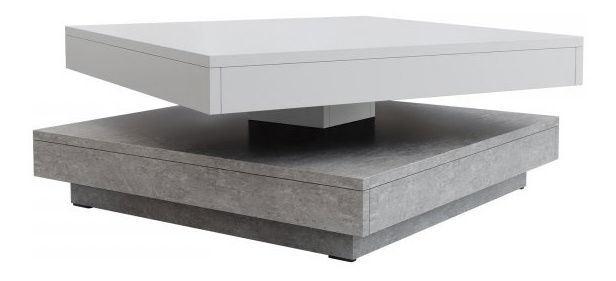 Konferenční stolek Dekur (bílá + světle šedá mramorová)