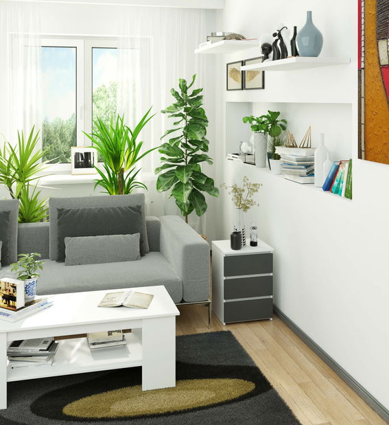 Komoda Cipriano (bílá + šedá)