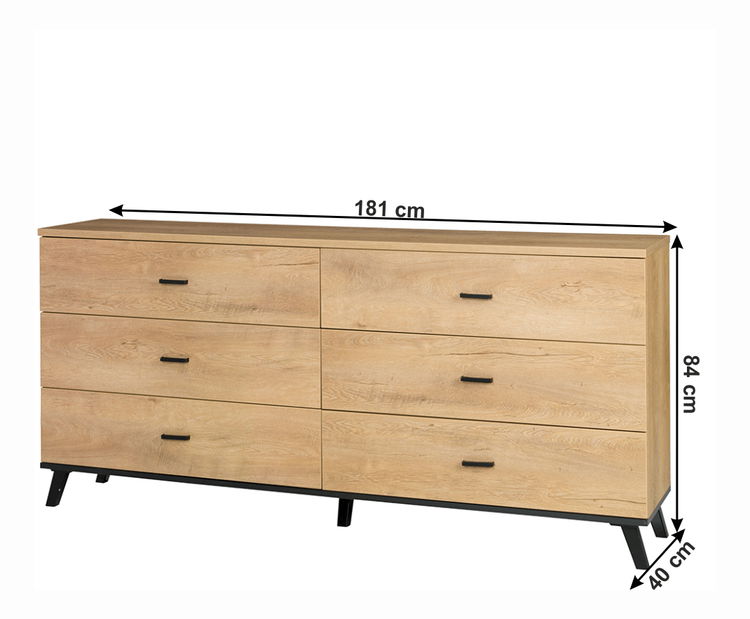 Zásuvková komoda typ 5 Siralla (dub lefkas + černá)