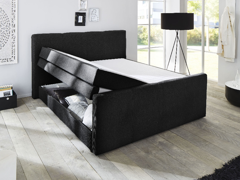 Manželská postel Boxspring 180 cm Thalia 1110 (antracit) (s matracemi)