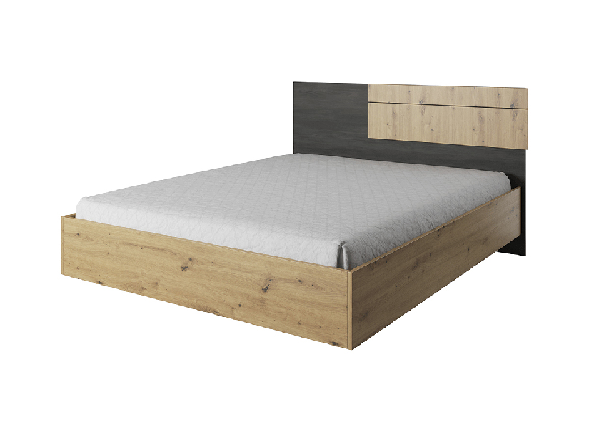 Manželská postel 160 cm Barffy (dub artisan + černá borovice) 