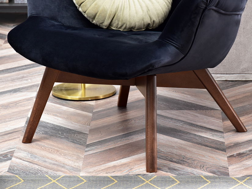 Relaxační křeslo Florentino (černý samet + ořech)