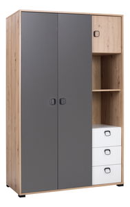 Šatní skříň Kevyt 1 (dub artisan + bílá + grafit)