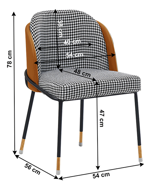 Jídelní židle Rodon (černobílá + camel)