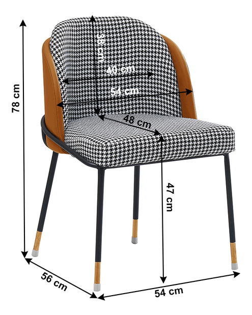 Jídelní židle Rodon (černobílá + camel)